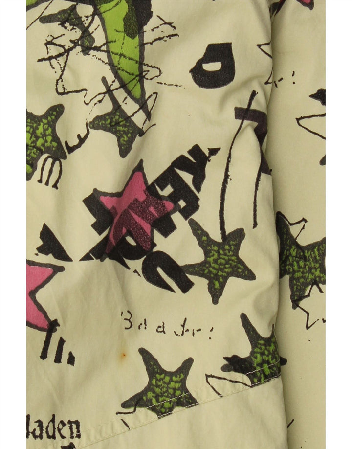 VINTAGE Damen Übergroßer Windjacke-Mantel EU 44 XL Grün Geometrisch