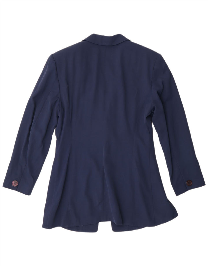 Vintage Damen 1-Knopf-Blazer-Jacke IT 44 Mittelmarineblaues Acetat
