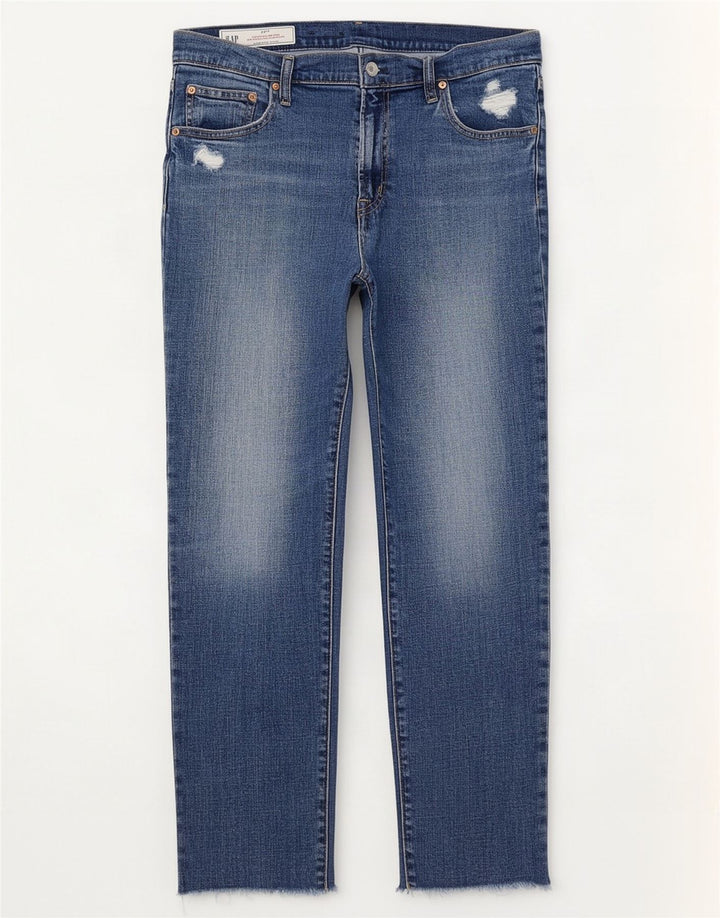 Gap Damen Girlfriend Distressed Mid Rise Slim Jeans W30 L27 Blau
