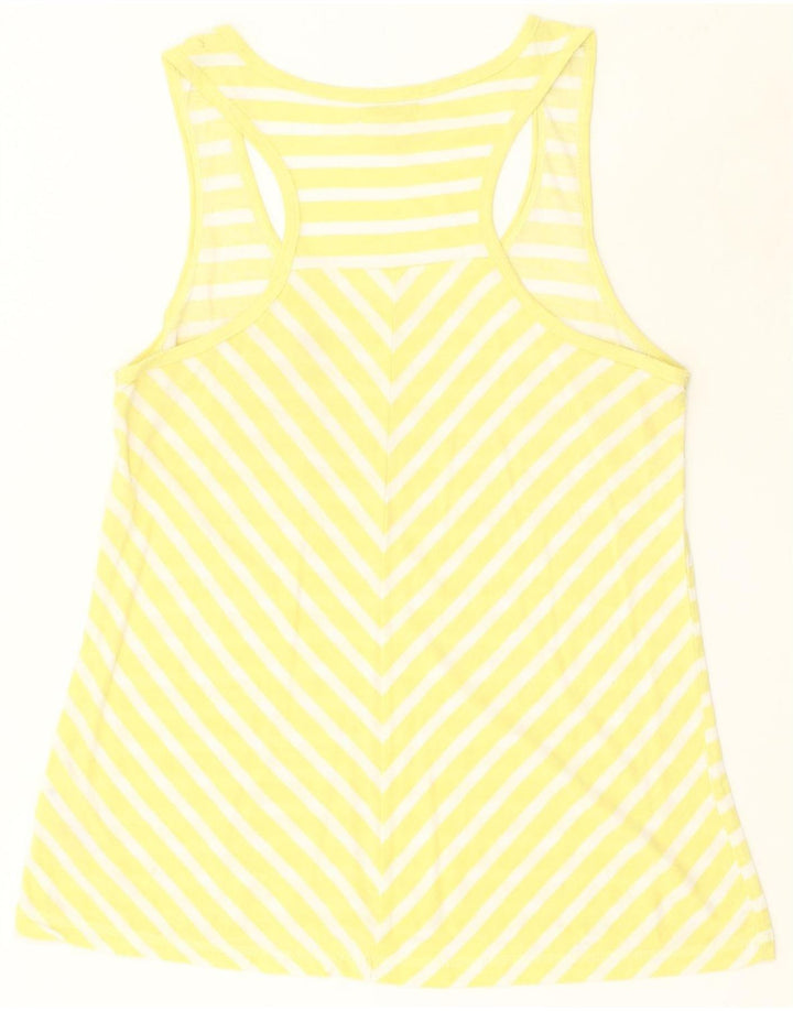 LEVI'S Womens Vest Top UK 12 Medium Yellow Striped Polyester | Vintage Levi's | Thrift | Second-Hand Levi's | Used Clothing | Messina Hembry 