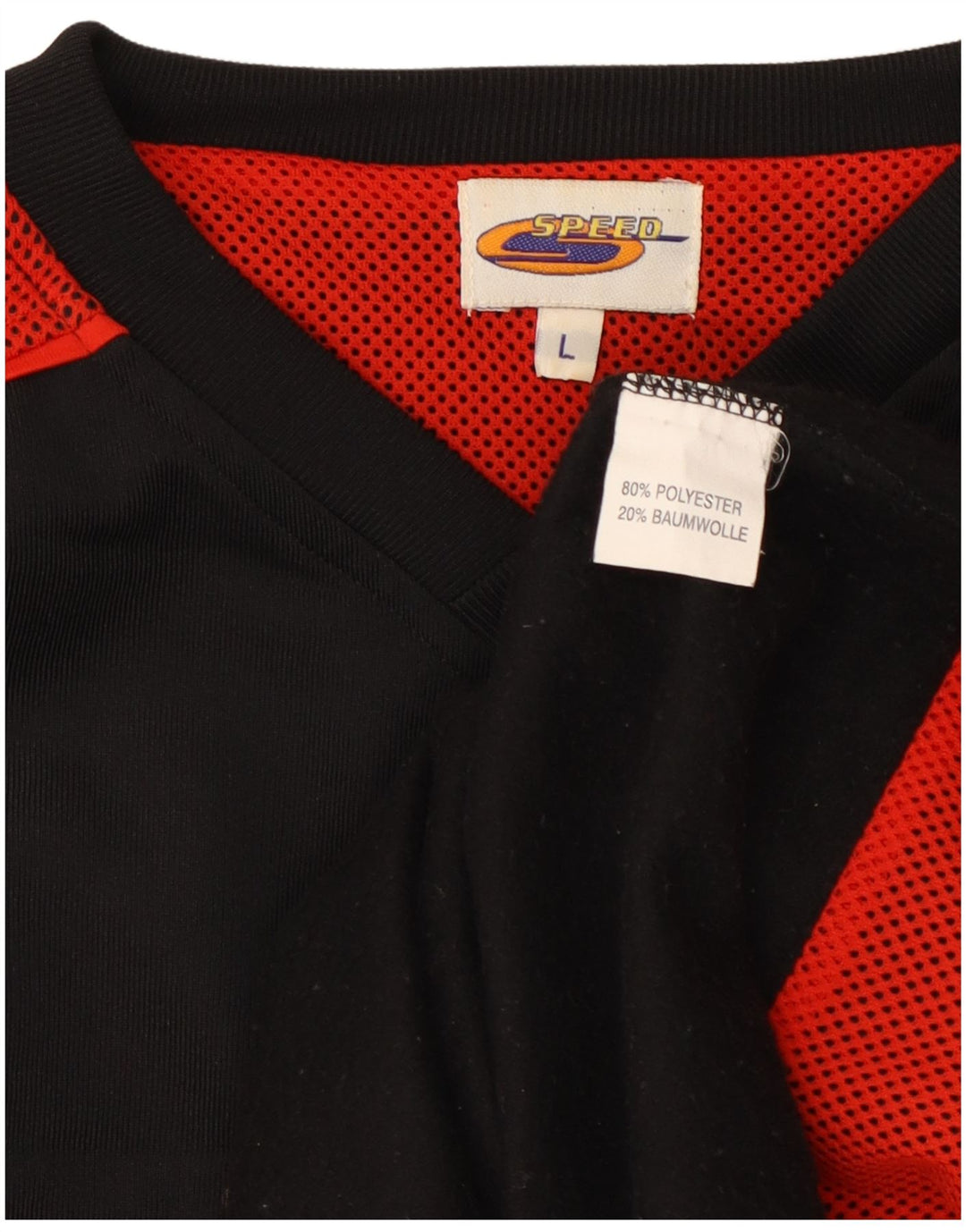 VINTAGE Herren-Pullover-Trainingsanzugoberteil, großes schwarzes Farbblock-Polyester