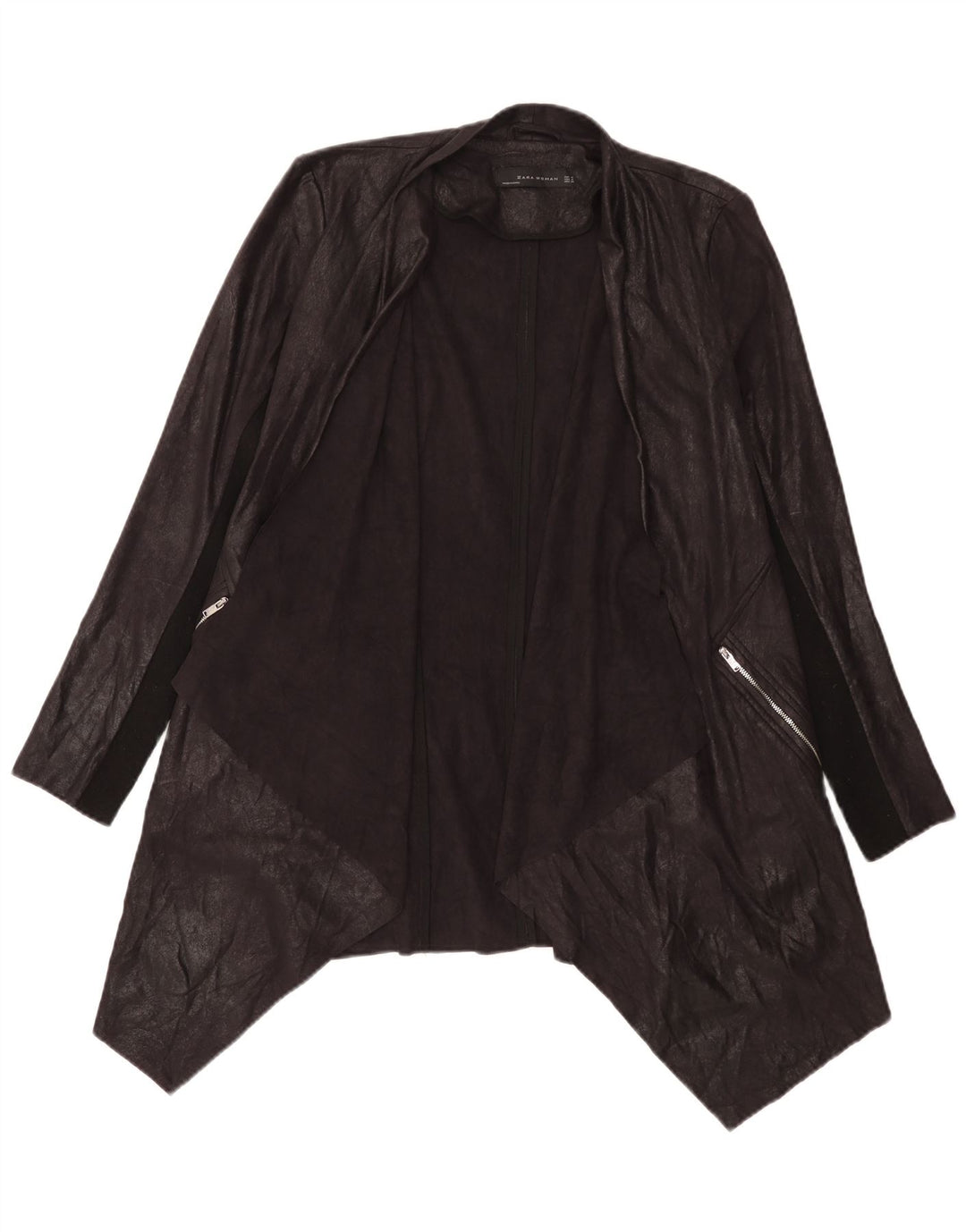 Asymmetrisches Cardigan-Oberteil für Damen von Zara, UK 14, Mittelschwarz, Farbblock