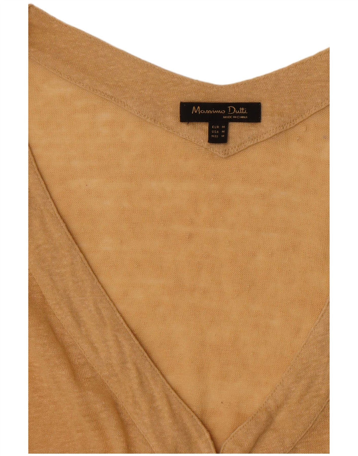 Massimo Dutti Damen Kurzarm-Cardigan-Oberteil UK 14 Mittelbeige