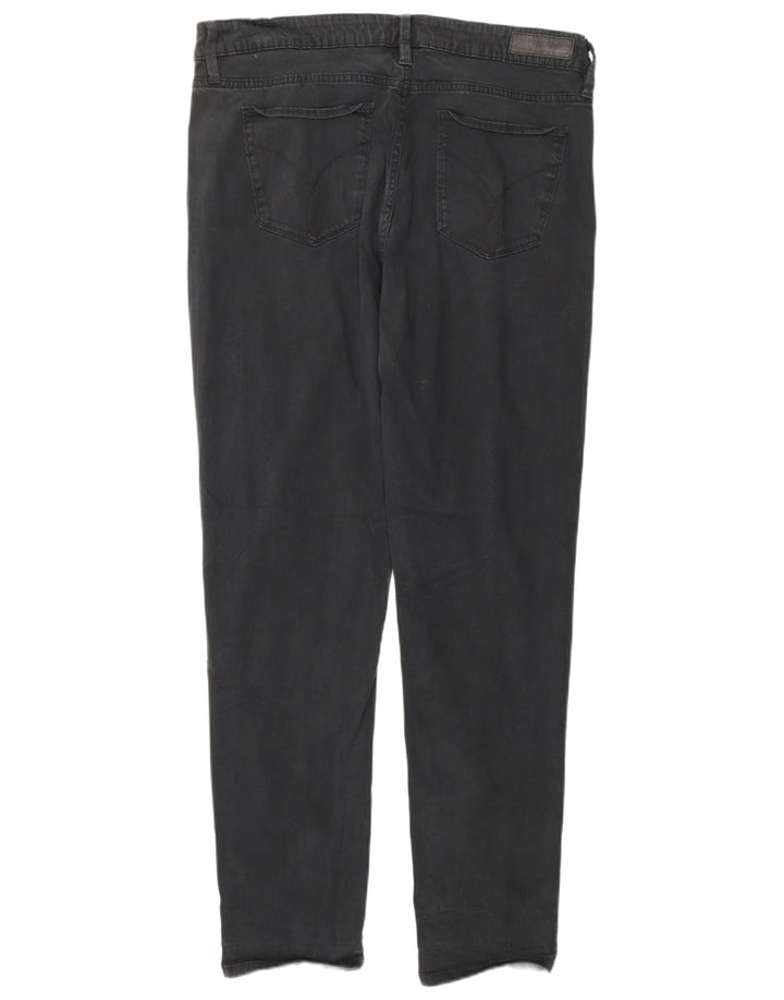 CALVIN KLEIN Damen Slim Jeans US 14 XL W34 L32 Schwarze Baumwolle