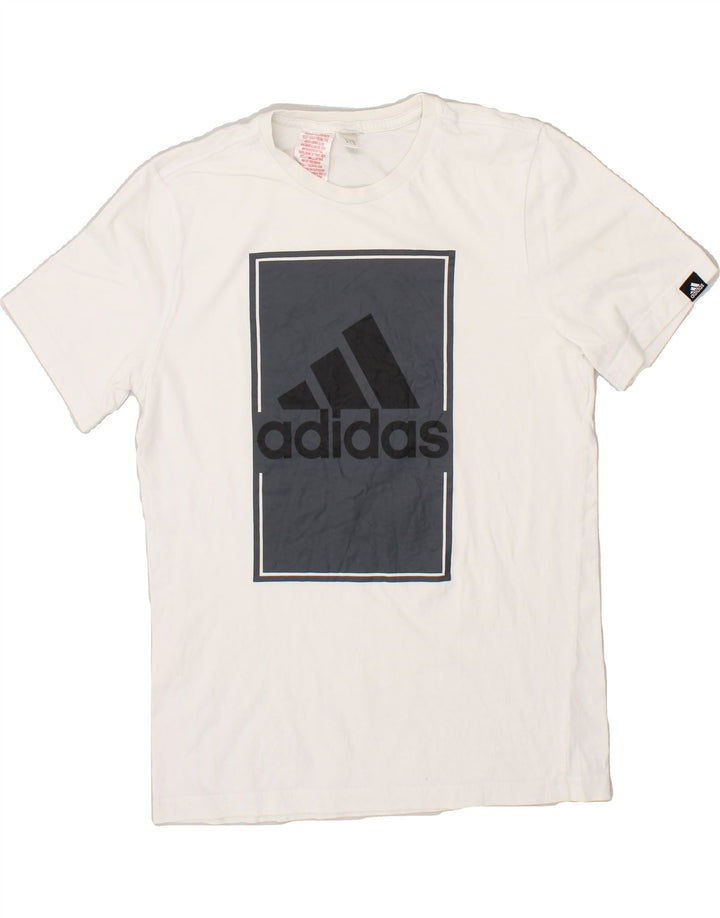 ADIDAS Womens Graphic T-Shirt Top UK 12 Medium White | Vintage Adidas | Thrift | Second-Hand Adidas | Used Clothing | Messina Hembry 
