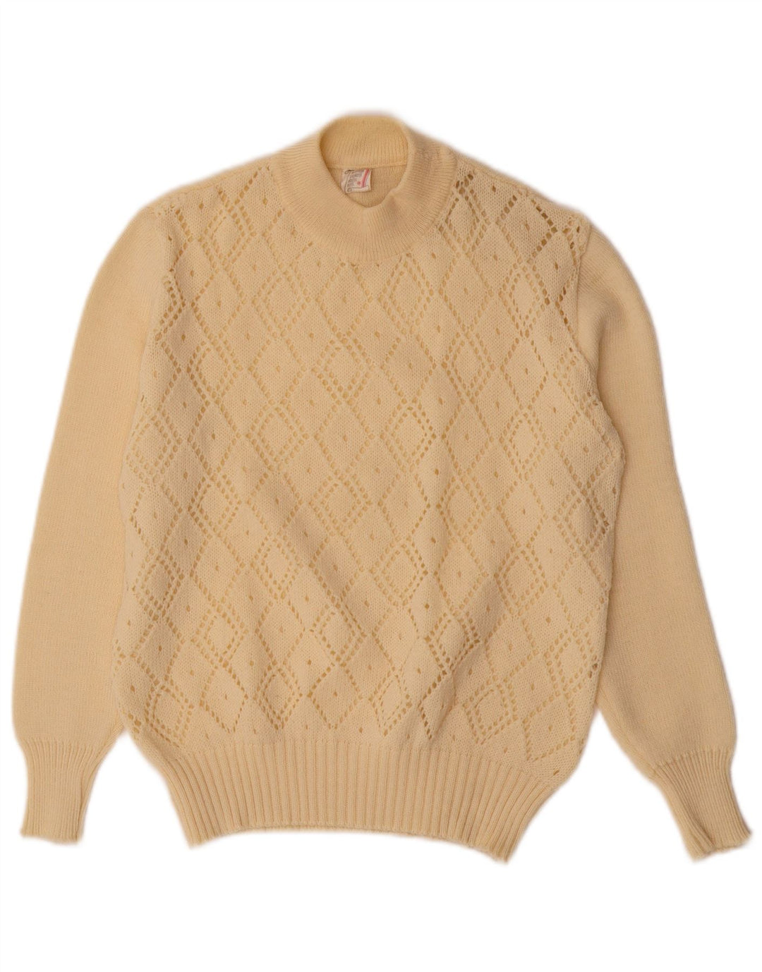 VINTAGE Damen Rollkragenpullover Pullover UK 10 Small Off White