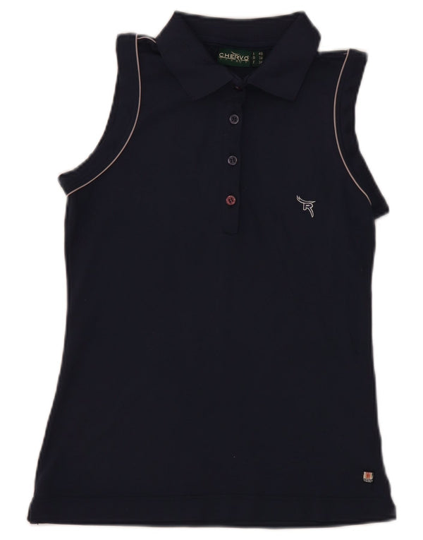 Chervo Damen ärmelloses Poloshirt IT 40 Small Marineblau Polyamid Sport