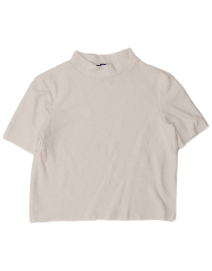 Zara Damen Crop Short Sleeve Rollkragenpullover Pullover UK 12 Mittelweiß