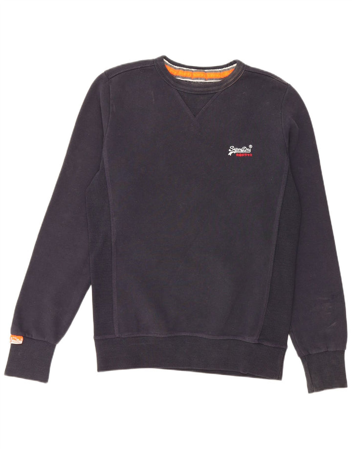 SUPERDRY Herren-Sweatshirt-Pullover, Größe S, marineblaue Baumwolle