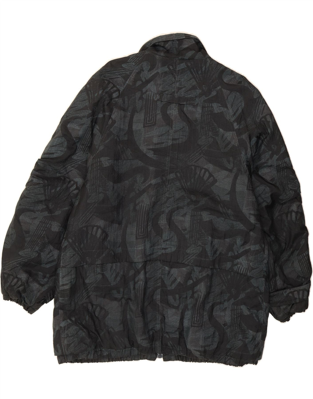 VINTAGE Womens Oversized Windbreaker Coat EU 46 XL Navy Blue Geometric Vintage Vintage and Second-Hand Vintage from Messina Hembry 