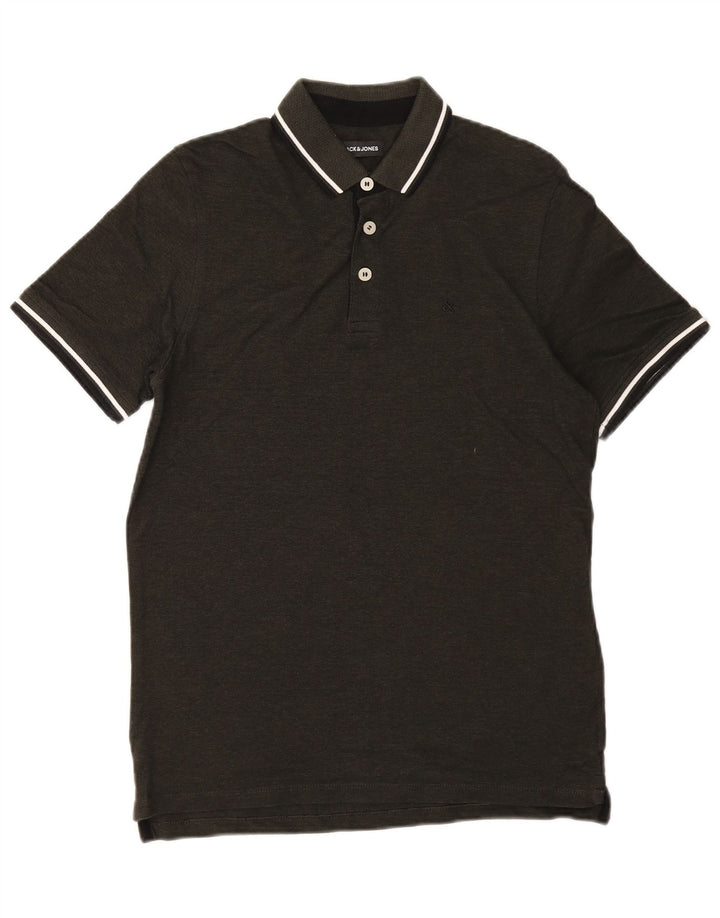 JACK & JONES Herren-Poloshirt aus mittelgrün gestreifter Baumwolle