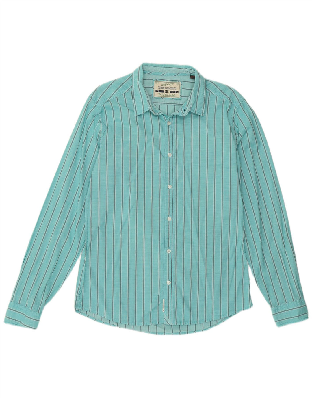 ESPRIT Herren Slim Fit Hemd Medium Türkis Nadelstreifen