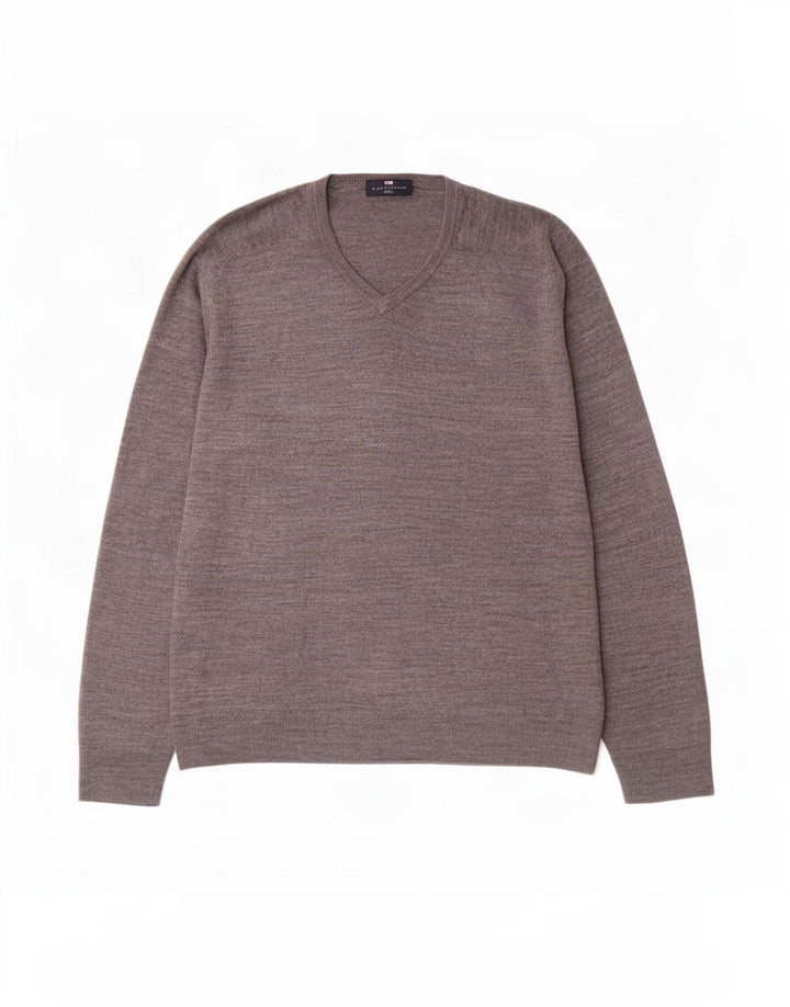 Marks & Spencer Herren Blauer Harbour-Pullover mit V-Ausschnitt Mittelgraues Acryl