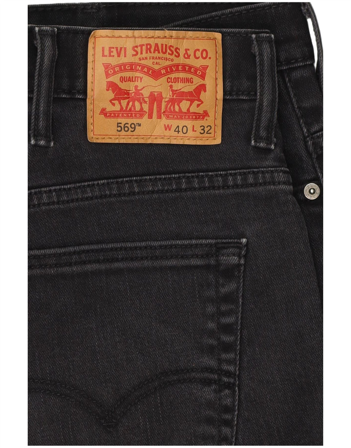 LEVI'S Herren 569 Straight Jeans W40 L30 schwarze Baumwolle