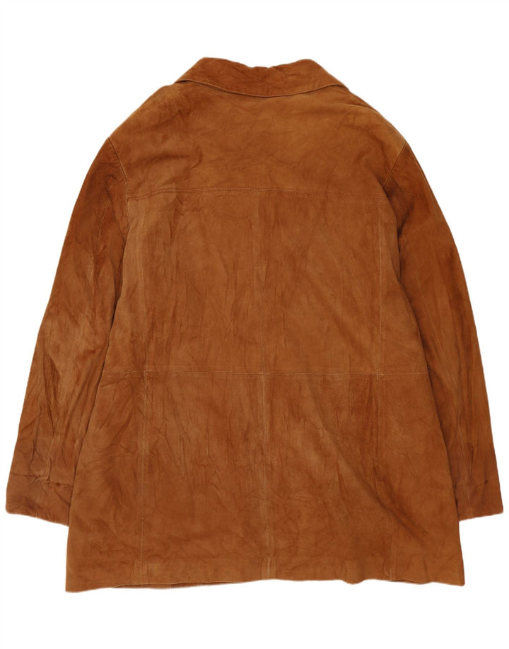 VINTAGE Damen Wildledermantel UK 20 2XL Beige Leder