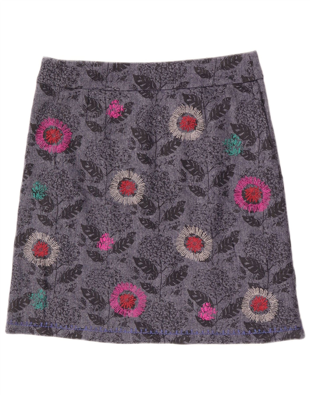 Gerader Damenrock von White Stuff UK 12 Medium W31 Grau geblümtes Polyester