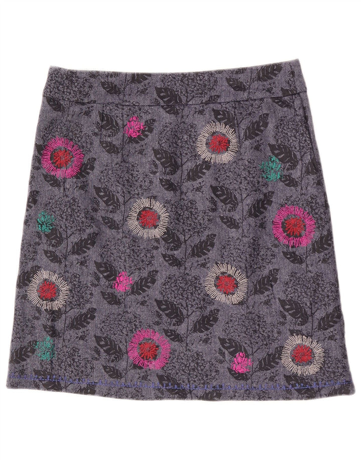 Gerader Damenrock von White Stuff UK 12 Medium W31 Grau geblümtes Polyester