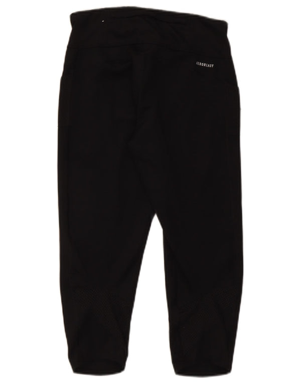Adidas Damen Aeroready Capri Leggings UK 8/10 Small Schwarz Polyester