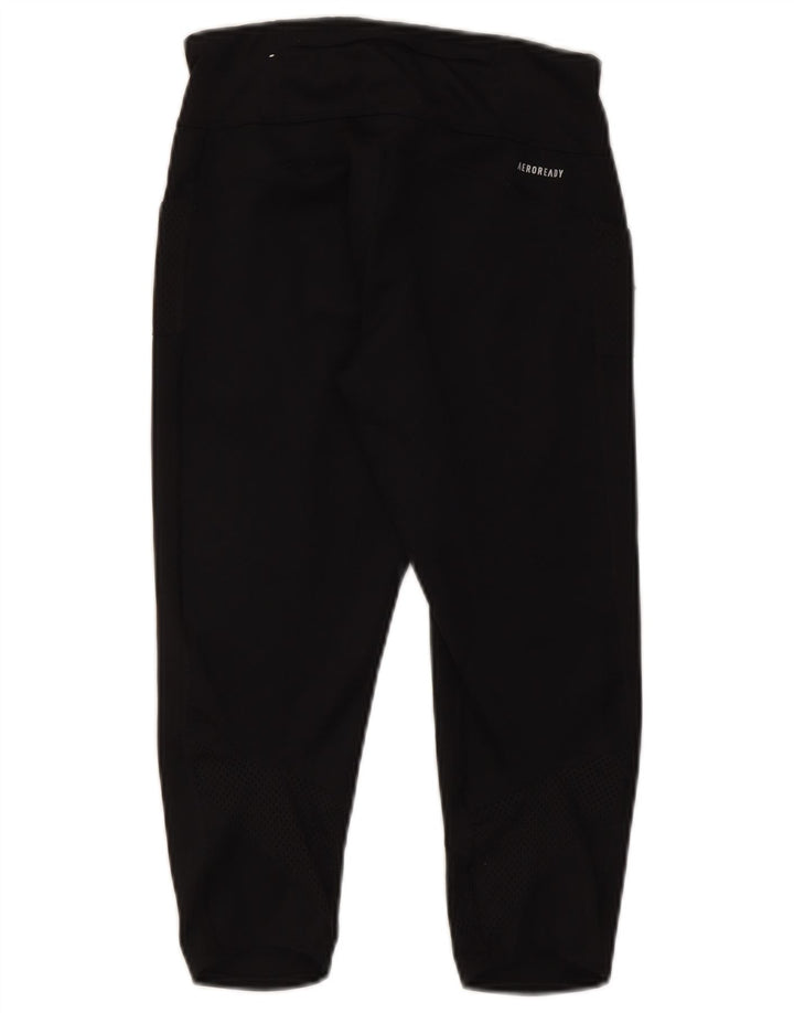 Adidas Damen Aeroready Capri Leggings UK 8/10 Small Schwarz Polyester