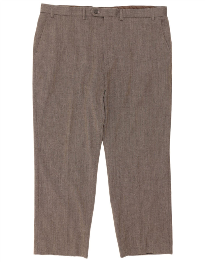 Gerade Herren-Anzughose von Marks & Spencer, W40, L29, graues Fischgrätenmuster