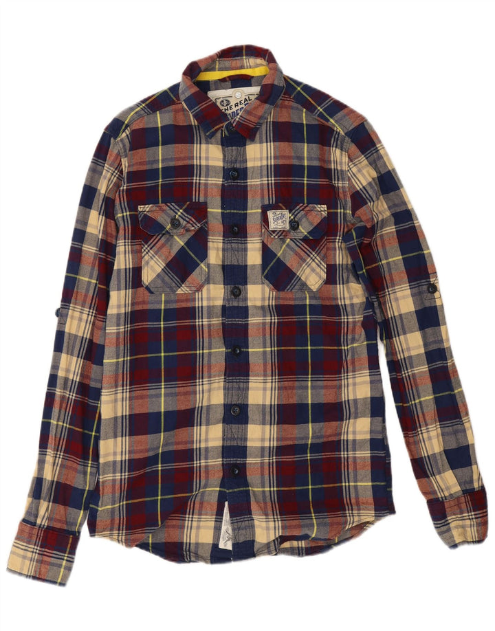 Superdry Herren-Flanellhemd, klein, mehrfarbig, kariert, Baumwolle