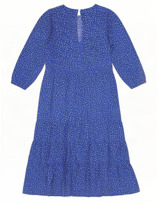 Zara Damen-Kleid mit 3/4-Ärmeln, gestuft, Gr. 10, klein, blau gepunktet
