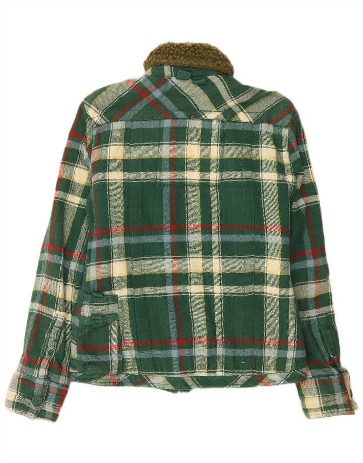 SUPERDRY Utility-Jacke für Damen, UK 12, mittelgrün karierte Baumwolle