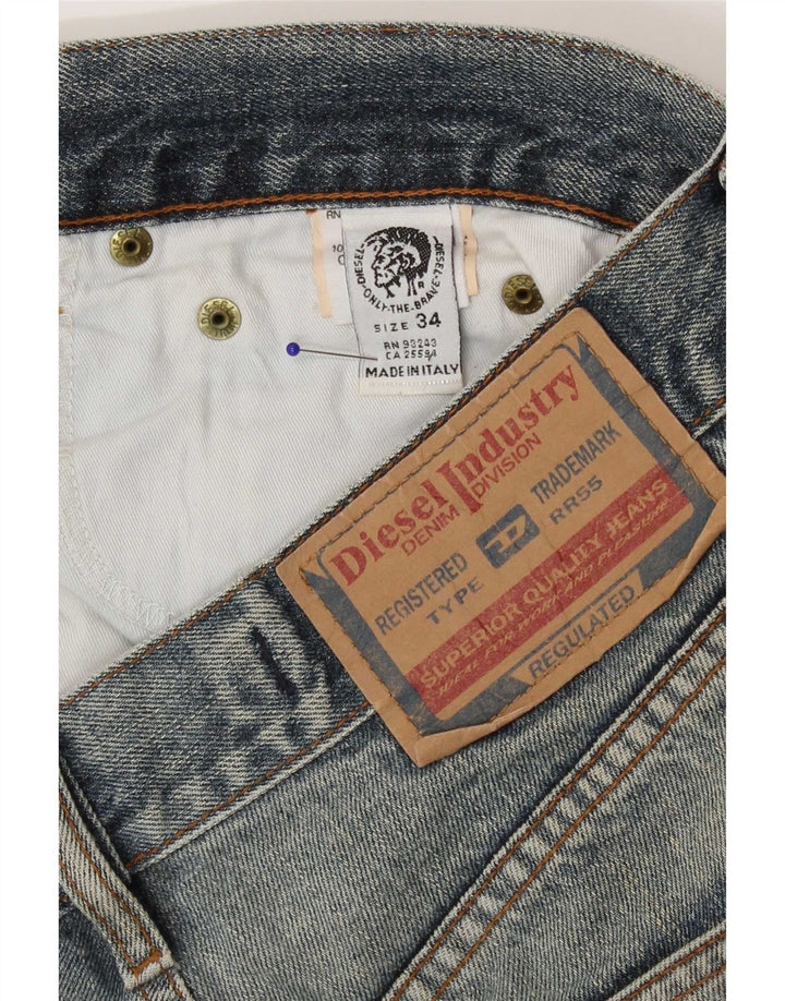 Diesel Herren Distressed Straight Jeans W34 L31 Blaue Baumwolle