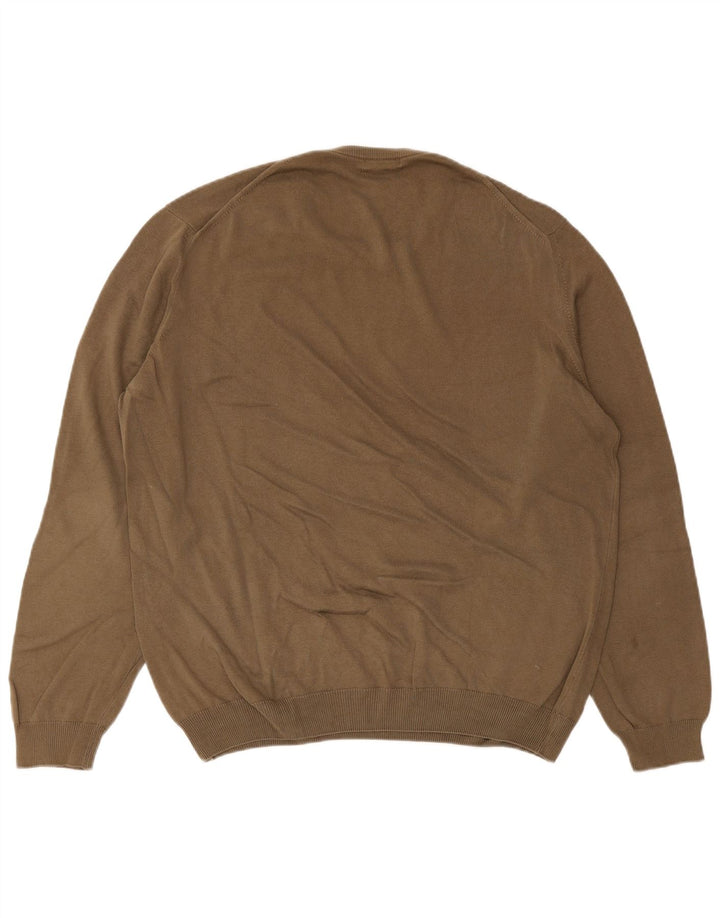 MASSIMO DUTTI Herren-Pullover mit Rundhalsausschnitt, XL, braune Baumwolle