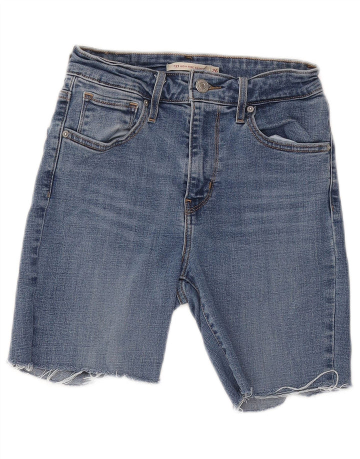 Levi's Damen 721 High Rise Denim Shorts W26 Small Blaue Baumwolle