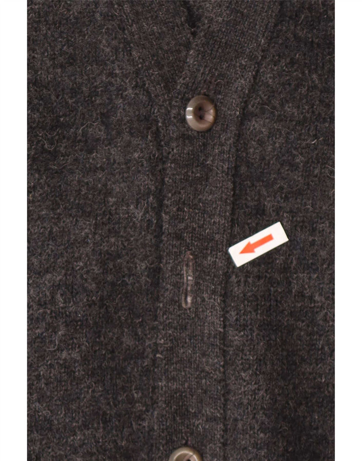 Vintage Herren Cardigan Pullover Mittelgraue Schurwolle