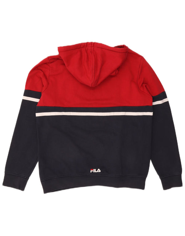 Fila Mens Graphic Hoodie Jumper Medium Navy Blue Colourblock Cotton