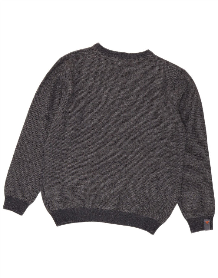 Avirex Herren-Pullover mit V-Ausschnitt, groß, graue Viskose