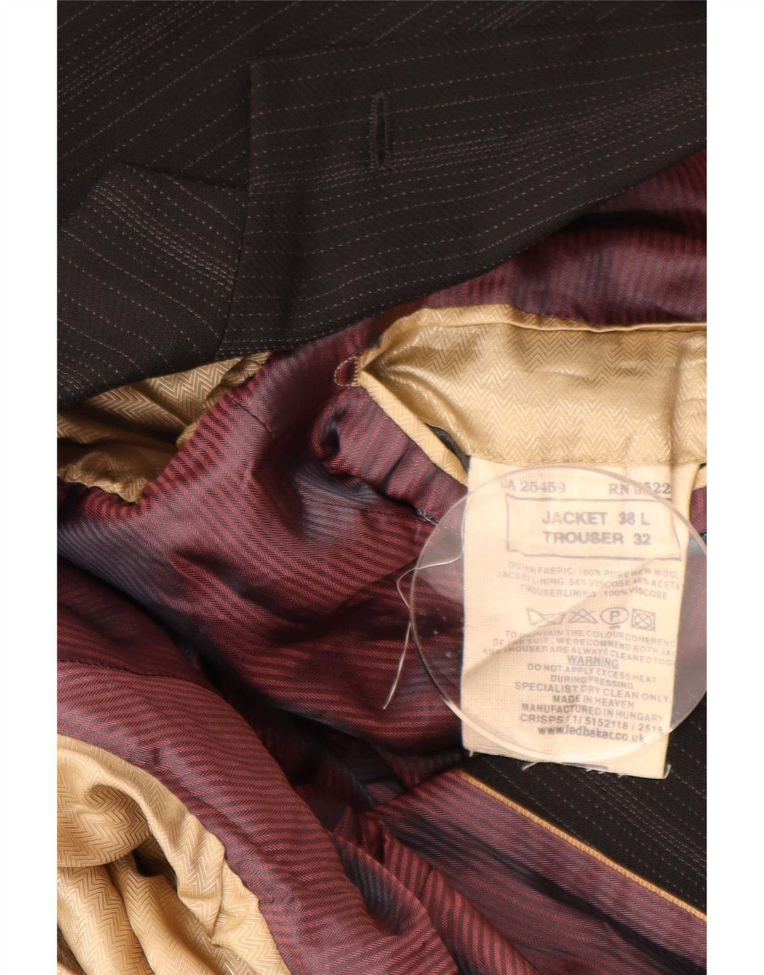 Ted Baker Herren-Blazer mit 2 Knöpfen, UK 38, mittelschwarz, gestreift, Schurwolle