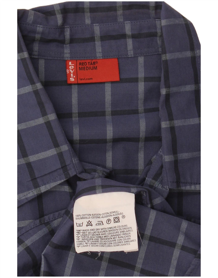Levi's Herren-Hemd aus mittelblauer Baumwolle mit Karomuster in Marineblau