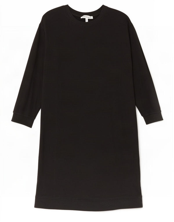 Zara Damen Langarm-Sweatshirt-Pulloverkleid UK 16 Large Schwarze Baumwolle