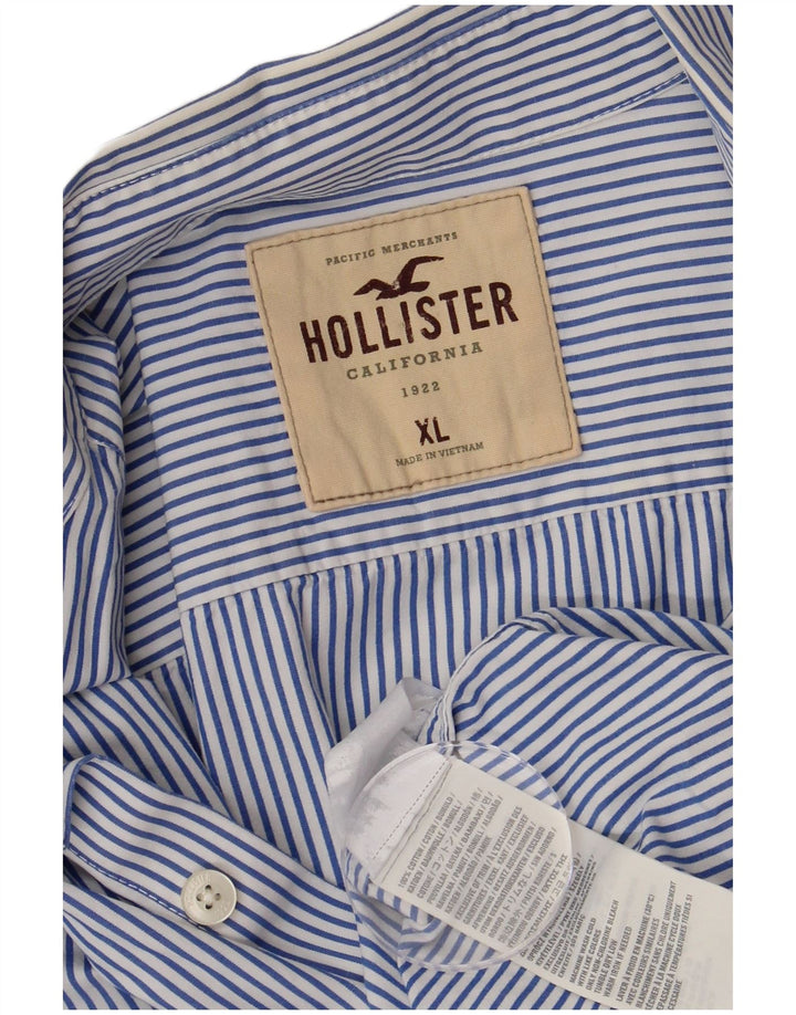 Hollister Herrenhemd XL, blaue Nadelstreifen-Baumwolle