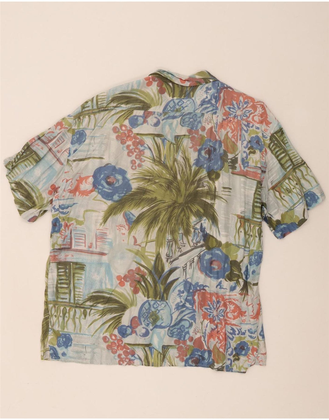 Ciao Herren-Kurzarmhemd XL, mehrfarbig, Blumenmuster, Viskose