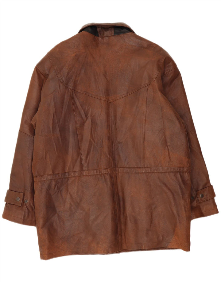 C&A Herren Leder-Windbreaker-Mantel UK 42 XL Braunes Leder