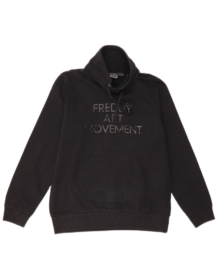 Freddy Damen Grafik-Sweatshirt-Pullover UK 14 Mittelschwarze Baumwolle