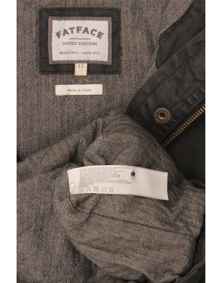 Fat Face Damen-Parka mit Kapuze, UK 12, mittelgraue Baumwolle