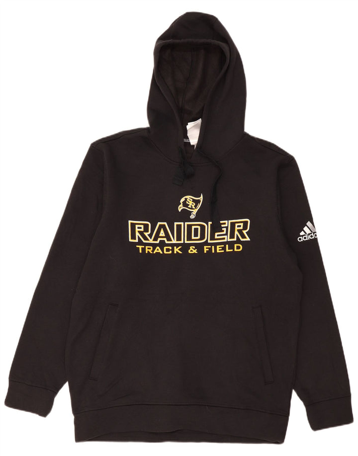 ADIDAS Herren Raiders Graphic Hoodie Pullover Große schwarze Baumwolle