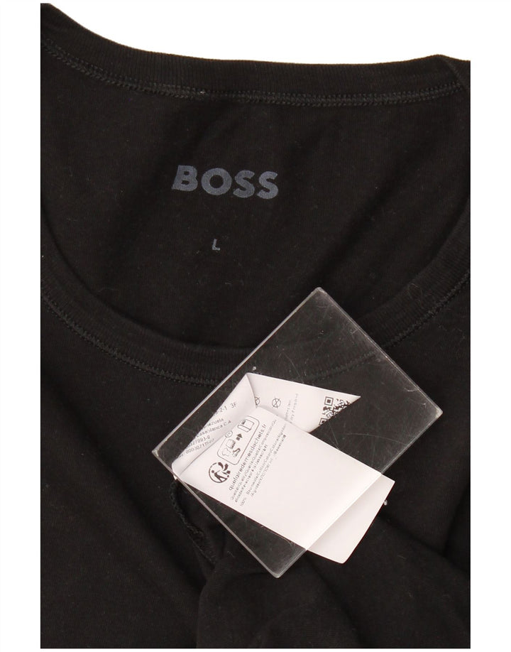 HUGO BOSS Damen T-Shirt Top UK 14 Large Schwarz Baumwolle