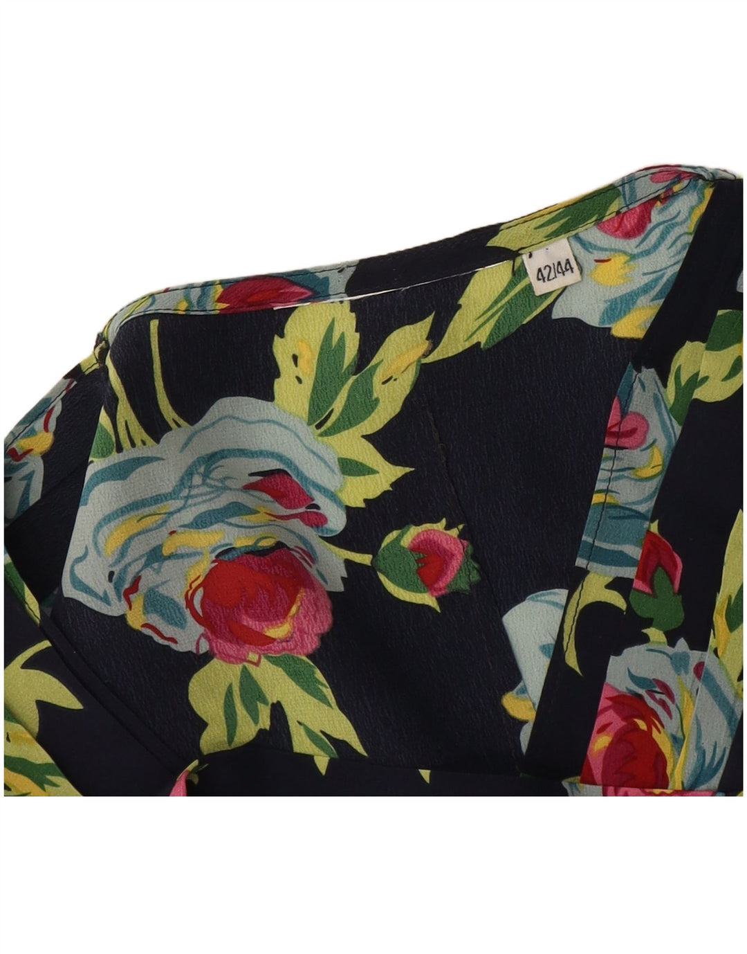 Vintage Damen Bluse Top IT 42/44 Mittel Marineblau Blumen