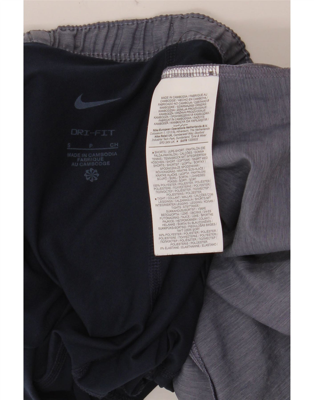 NIKE Damen Dri Fit Sportshorts UK 10 Small Blue Colourblock Polyester