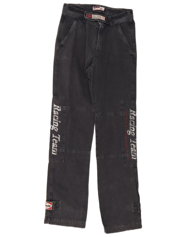 Vintage Herren Graphic Moto Racer Freizeithose IT 46 Small W30 L34 Grau