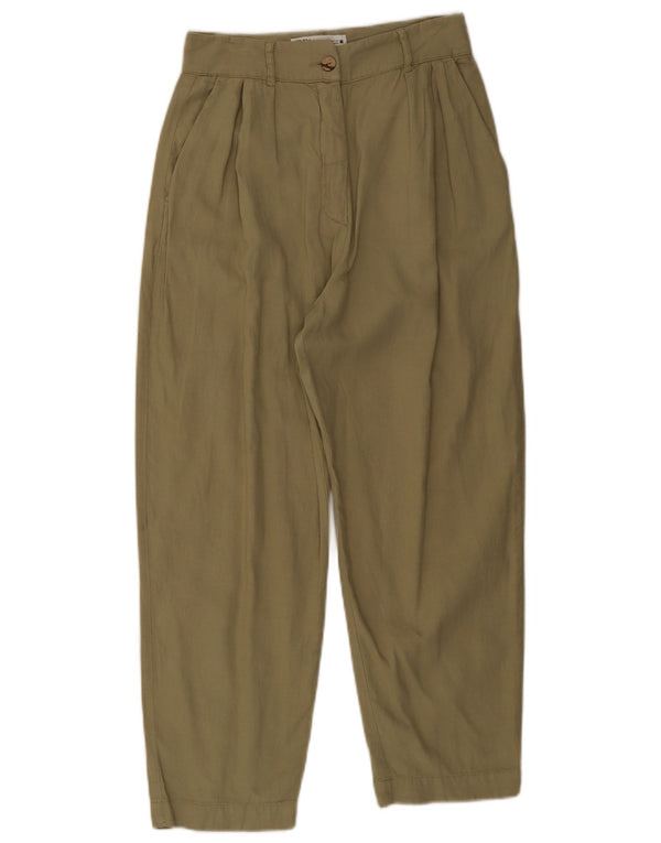 Zara Damen Chino-Hose mit Pegged, Größe M, W28, L25, Khaki, Baumwolle