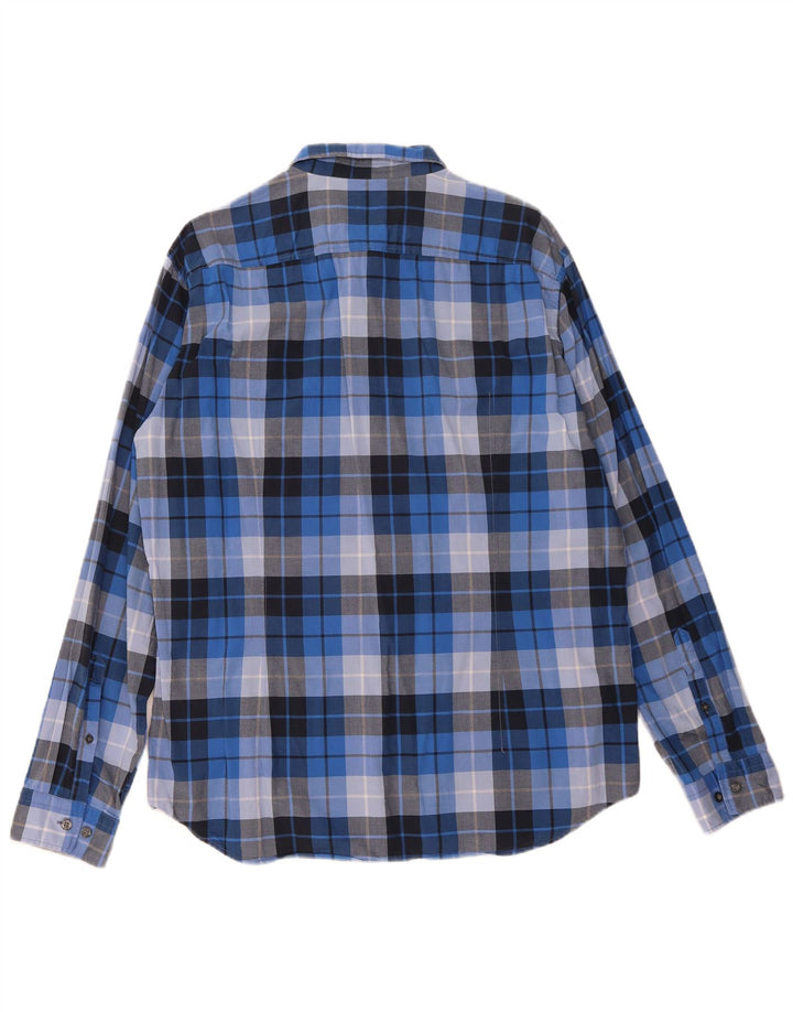 Hugo Boss Herren-Hemd mit normaler Passform, XL, blau kariert, Baumwolle