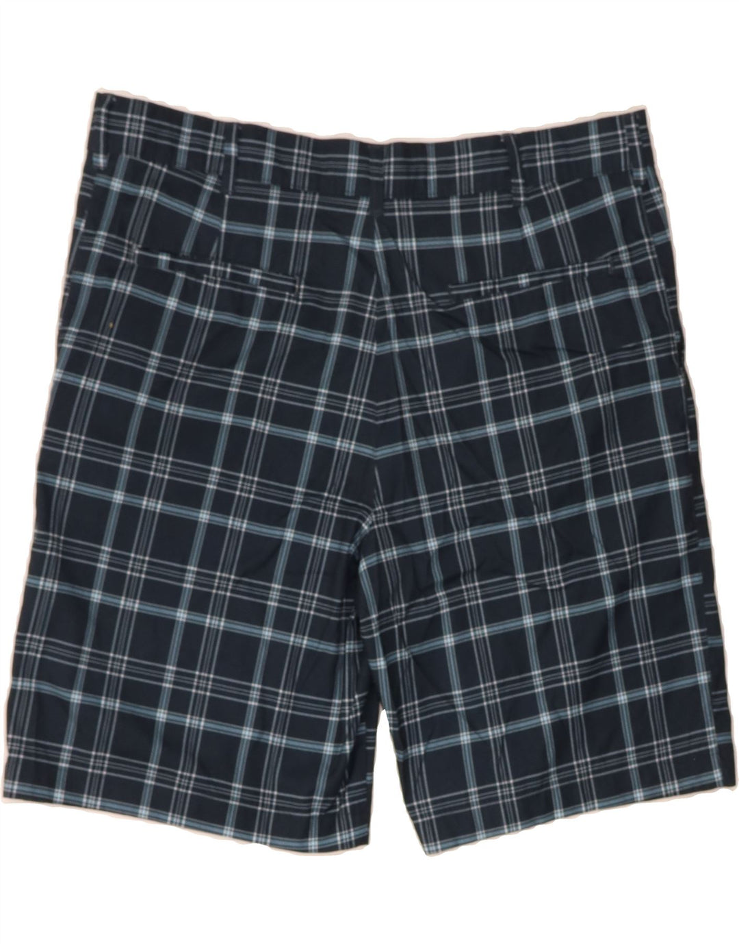 RUSSELL ATHLETIC Mens Chino Shorts W36 Large  Navy Blue Check Polyester Vintage Russell Athletic and Second-Hand Russell Athletic from Messina Hembry 