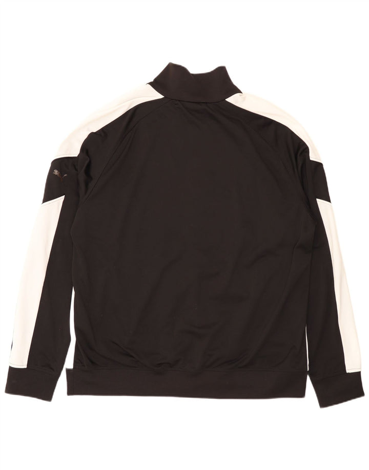 Puma Herren-Trainingsanzug-Top-Jacke XL, schwarzes Farbblock-Polyester